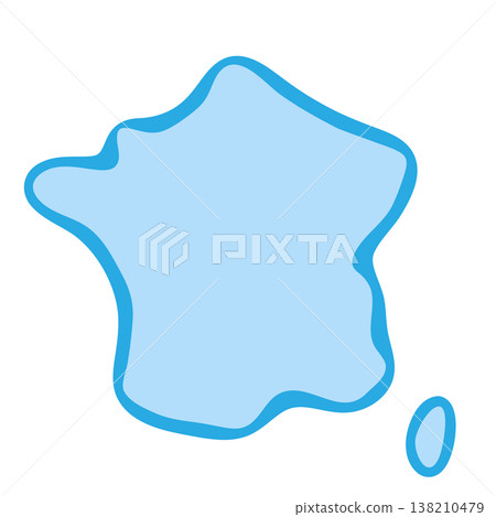 France country silhouette. Vector map silhouette. Blue smooth shape like water drop or splash France country silhouette. Vector map silhouette. Blue smooth shape like water drop or splash 138210479