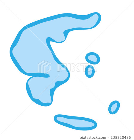 Greece country silhouette. Vector map silhouette. Blue smooth shape like water drop or splash 138210486