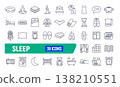 Sleep relax line icon set. Body exercise sleep stress balance mood care pictogram bed 138210551