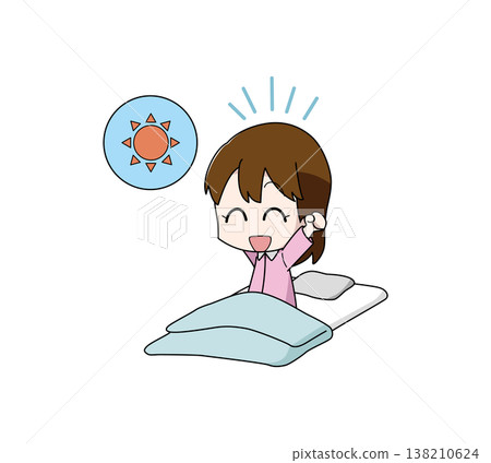 Illustration of a girl who wakes up easily Illustration of a girl who wakes up easily 138210624