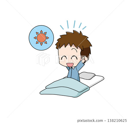 一幅很容易起床的男孩的插圖。 一幅很容易起床的男孩的插圖。 138210625
