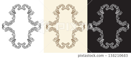 Bundle of design elements ornate engraved baroque vector illustration Bundle of design elements ornate engraved baroque vector illustration 138210683