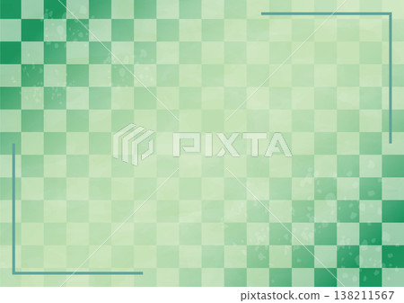 綠色棋盤格圖案和漸層抽象背景（留有文字空間） 138211567