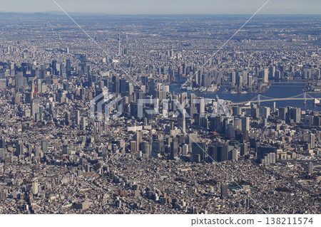 Central Tokyo and the Kanto Plain as seen from the air 138211574