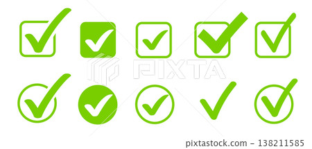 Variety of elegant checkmark element design Variety of elegant checkmark element design 138211585