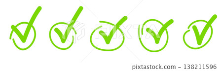 Variety hand drawn tick shape element design set Variety hand drawn tick shape element design set 138211596
