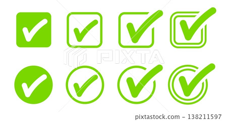 Variety simple clean checkmark element design set Variety simple clean checkmark element design set 138211597
