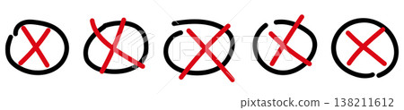 Hand drawn cross mark icon symbol Hand drawn cross mark icon symbol 138211612