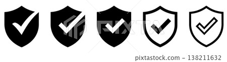 Shield snd checkmark combination symbol 138211632