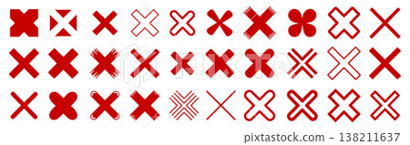 Collection of red crossmark symbol design. Collection of red crossmark symbol design. 138211637