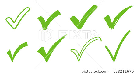 Drawn simple green tick symbol Drawn simple green tick symbol 138211670