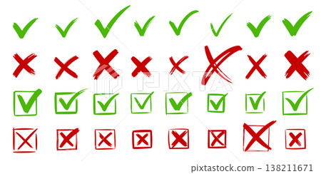 Red green checkmark and crossmark design Red green checkmark and crossmark design 138211671