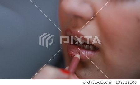 Beauty Standards And Self-Care Woman Applying Lip Liner For Makeup Routine Cosmetic Enhancement And Beauty Standards And Self-Care Woman Applying Lip Liner For Makeup Routine Cosmetic Enhancement And 138212106