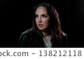 Anxiety And Uncertainty Portrait Of A Concerned Woman With Worried Expression And Dark Hair Against 138212118