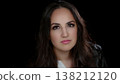 Confidence and Self-Esteem Portrait of a Young Woman With a Determined Expression Against a Dark 138212120