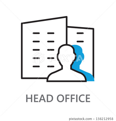It is an icon representing the company and headquarters on a white background. 138212958