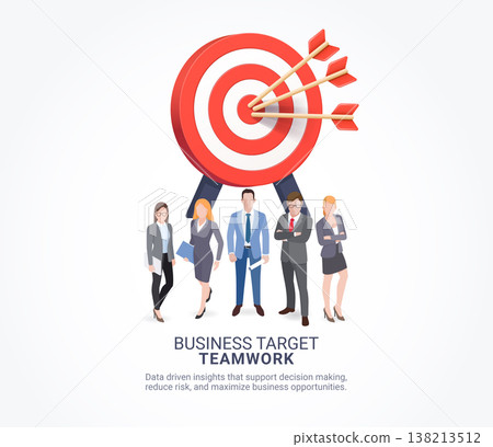 Business Target Teamwork Concept with Successful Goal Achievement Illustration Business Target Teamwork Concept with Successful Goal Achievement Illustration 138213512