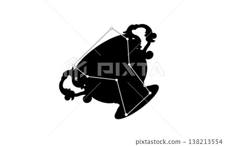 巨爵座的輪廓圖（一個杯子和星座線的圖像） 138213554