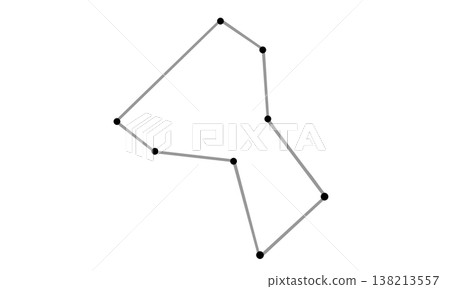 Black and white illustration of the constellation lines of Crater. Black and white illustration of the constellation lines of Crater. 138213557