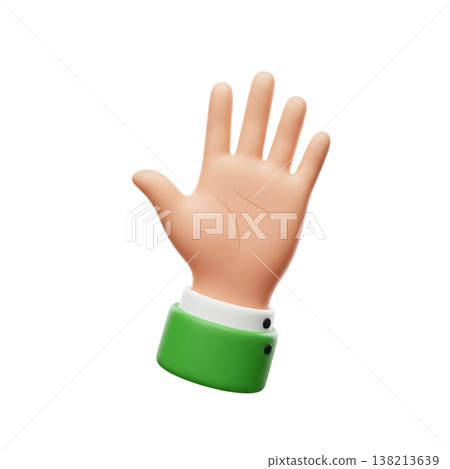 clean rise hand in 3d cartoon style 138213639