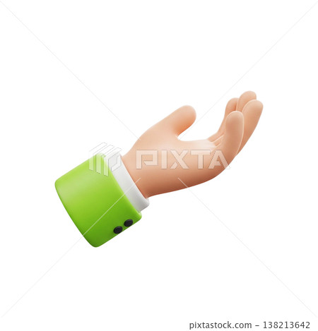 Simple Reach hand symbol in 3d cartoon style 138213642