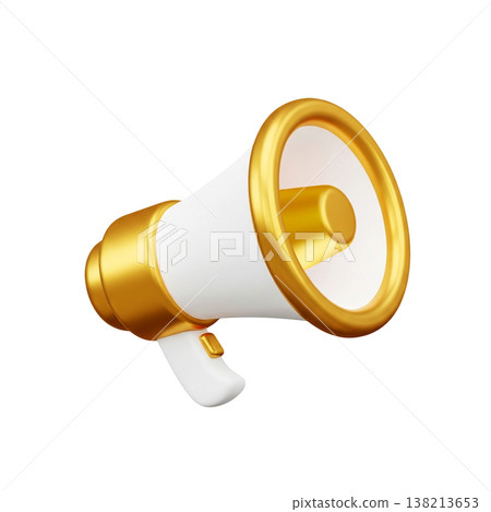 Simple clean white gold 3d megaphone illustration Simple clean white gold 3d megaphone illustration 138213653