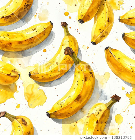 水彩香蕉背景素材（小幅佈置） 138213795