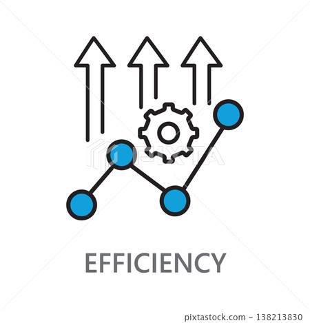 An icon representing efficiency on a white background. 138213830
