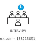 An icon representing an interview on a white background. 138213851
