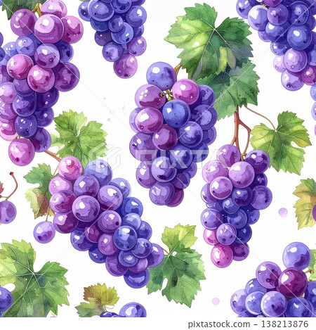 Watercolor grape background material (small arrangement) 138213876