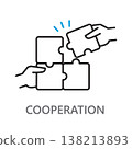 An icon representing cooperation on a white background. 138213893
