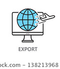 An icon representing exports on a white background. 138213968