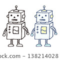 可愛機器人線條藝術與純色插畫集 | 手繪風格AI角色素材 138214028