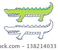 可愛的鱷魚線條藝術和純色插畫套裝 | 手繪風格動物素材 138214033