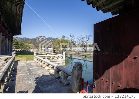 Apricot blossoms blooming at Jagyeongjeon Hall in Gyeongbokgung Palace, Seoul, South Korea Apricot blossoms blooming at Jagyeongjeon Hall in Gyeongbokgung Palace, Seoul, South Korea 138214175