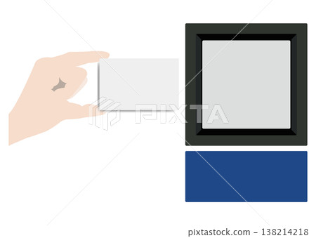 A hand holding a card over the ticket gate. A hand holding a card over the ticket gate. 138214218