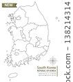 a map of Korea that marks administrative districts with lines on a white background 138214314