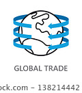 It is an icon representing international trade on a white background. 138214442
