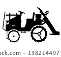 Rice transplanter, agricultural machinery, black and white silhouette (improved version) 138214497