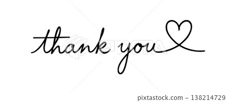 Signature thank you lettering with little heart element Signature thank you lettering with little heart element 138214729