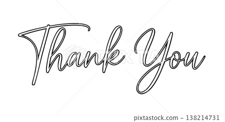 Signature thank you lettering in outline style Signature thank you lettering in outline style 138214731