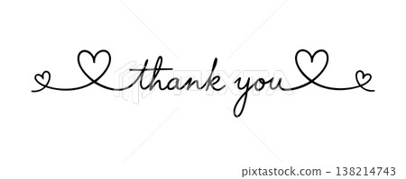Elegant handwritten thank you lettering and hearts Elegant handwritten thank you lettering and hearts 138214743