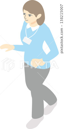 Isometric illustration of a female caregiver (full body image) 138215007