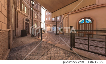 A city with cobblestones 138215172