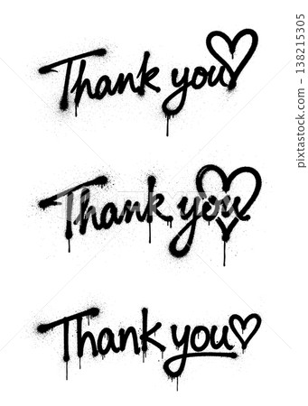 Sprayed black thank you greeting text Sprayed black thank you greeting text 138215305
