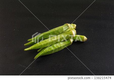 Raw organic green okra vegetable Raw organic green okra vegetable 138215474