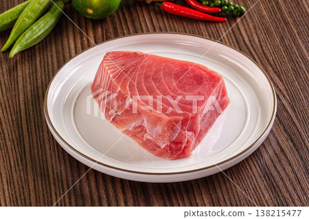 Raw fresh red tuna steak fillet Raw fresh red tuna steak fillet 138215477