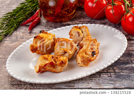 Grilled chicken meat kebab barbecue Grilled chicken meat kebab barbecue 138215528