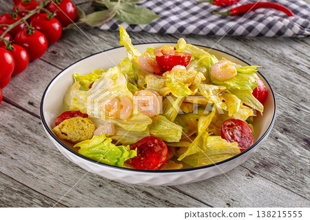 Caesar salad with prawn and parmesan Caesar salad with prawn and parmesan 138215555