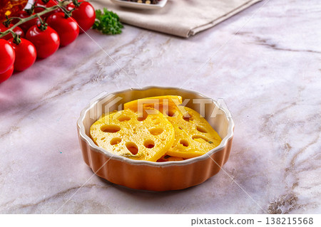 Marinated piclked lotus root slices Marinated piclked lotus root slices 138215568